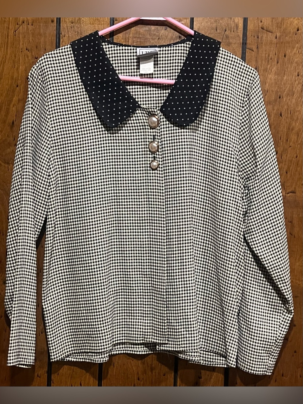 I V Y size Small Vintage-Style Women’s Gingham Button Front Blouse